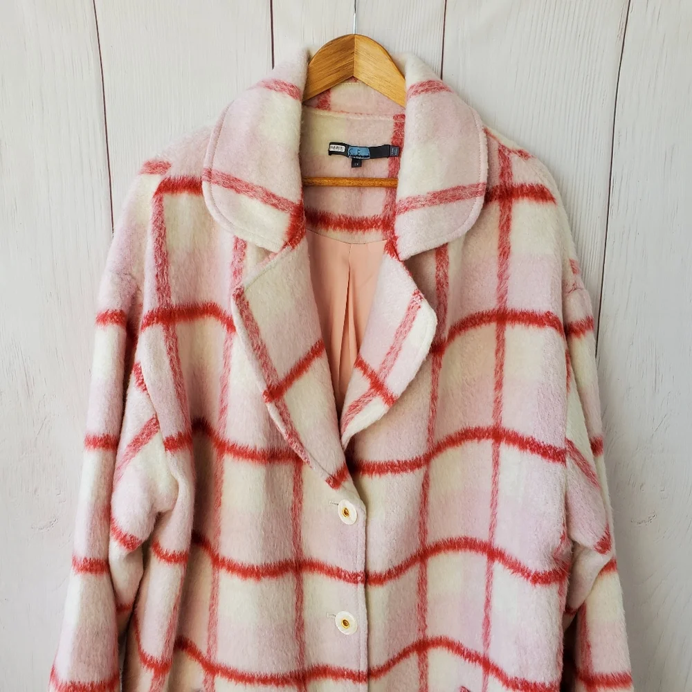 NWOT Anthropologie Eva Franco strawberry plaid coat - Picture 5 of 16